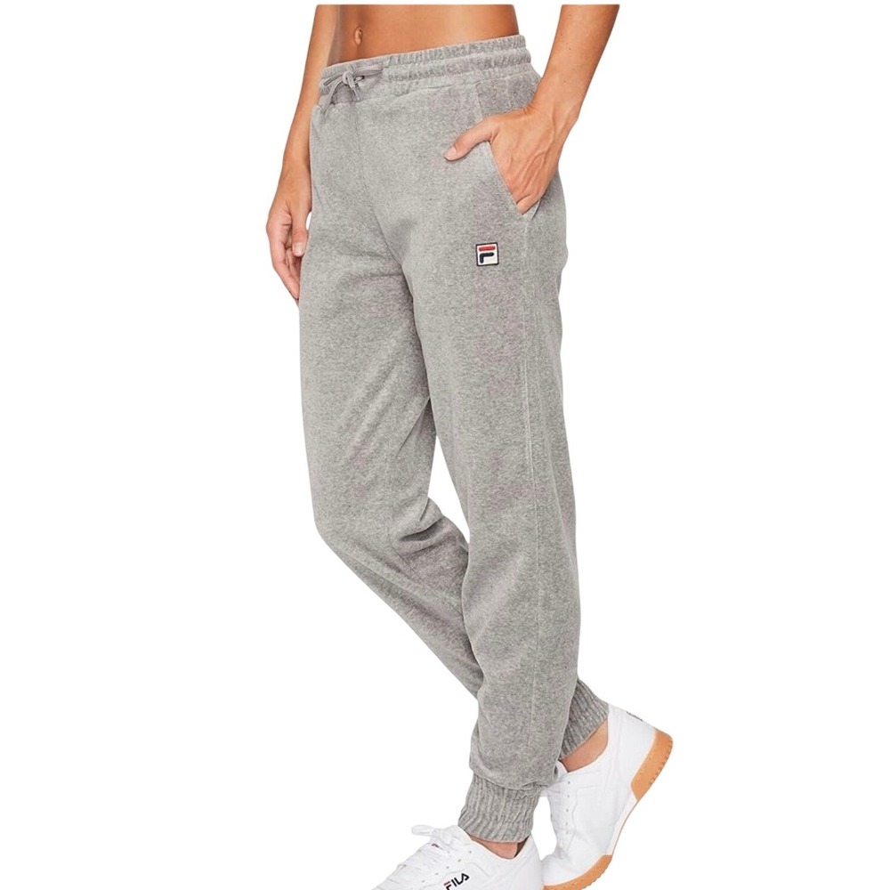 Fila Cotton Joggers Sweatpants Gray Logo Waistband Casual Athleisure Size S